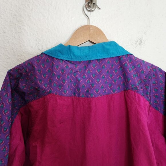 Duffel Sportswear Vintage Windbreaker Jacket Pink Purple Teal Women's Size Med - Picture 7 of 9
